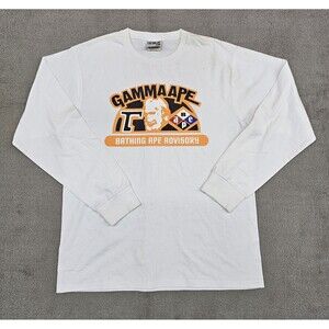A Bathing Ape T Shirt Mens XL White Gammaape Long Sleeve Crew Neck